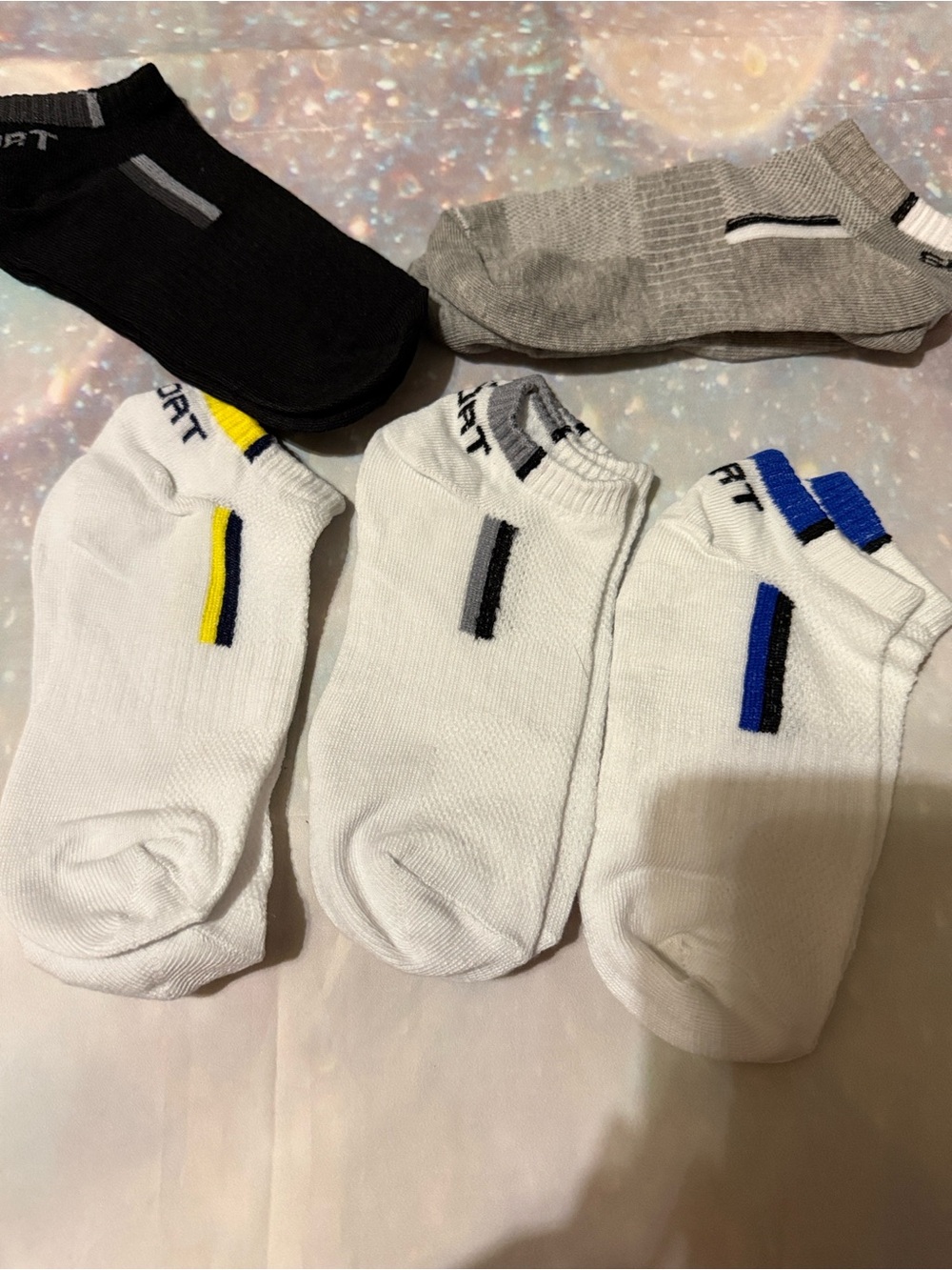 Sport Low-Cut Ankle Socks - White, Black, Gray - Pack of 5